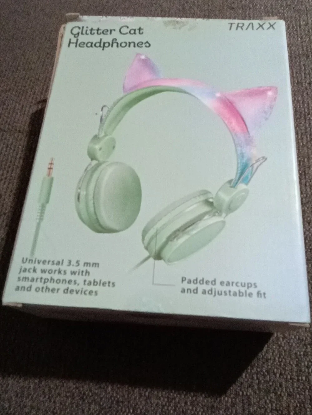 Glitter Kitty Cat Headphones - Mint Green